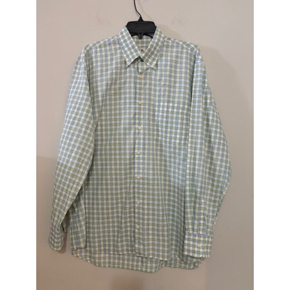 Peter Millar HUMANA CHALLENGE Plaid Blue Green White Button Down Shirt Large